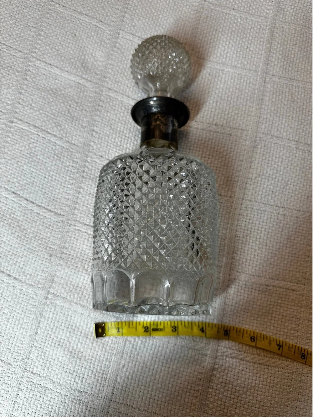 Vintage Cut Glass Decanter with Faceted Stopper